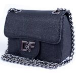 Bolsa Feminina Com Brilho De Festa Cluth Dhaffy Preto 