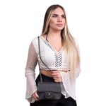 Bolsa Feminina Com Brilho De Festa Cluth Dhaffy Preto 