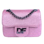 Bolsa Feminina Rosa Com Brilho De Festa Cluth Dhaffy 