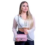 Bolsa Feminina Rosa Com Brilho De Festa Cluth Dhaffy 