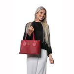 Bolsa Feminina Grande, Divisória, Alça de Mão e Tiracolo Vermelho Dhaffy