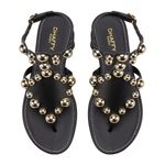 Rasteira Feminina Dhaffy Gladiadora Dourada Preto