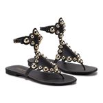 Rasteira Feminina Dhaffy Gladiadora Dourada Preto