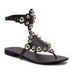 Rasteira Feminina Dhaffy Gladiadora Dourada Preto