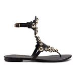 Rasteira Feminina Dhaffy Gladiadora Dourada Preto