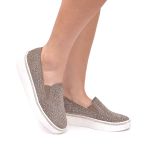 Slip On Feminino com Brilho Cinza