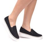 Slip On Feminino com Brilho Preto