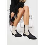 Bota Feminina Western Mescla Off White e Preto Cano Médio Dhaffy 