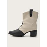 Bota Feminina Western Mescla Off White e Preto Cano Médio Dhaffy 