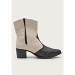 Bota Feminina Western Mescla Off White e Preto Cano Médio Dhaffy 