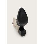 Bota Feminina Western Mescla Off White e Preto Cano Médio Dhaffy 