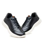 Sapatênis Stark Casual Preto c/ Branco Couro Sintético - Linha Chaves