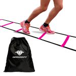 Kit De Treino Funcional Com Escada Rosa de 7 Degraus 10 Cones 10 Chapéus Chineses Corda Bolsa