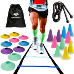 Kit De Treino Funcional Com Escada Azul de 7 Degraus 10 Cones 10 Chapéus Chineses Corda Bolsa 