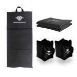 Kit Colchonete Dobrável D50 Academia Maleta + Par de Caneleira 5Kg Musculação Fitness Tornozeleira Preto