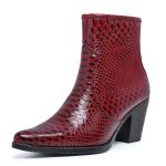 Bota Country Feminina Bico Fino Fácil de Calçar Em Couro Verniz Auto Brilho Exotico Anaconda Ruby