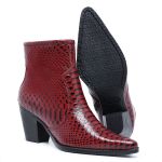 Bota Country Feminina Bico Fino Fácil de Calçar Em Couro Verniz Auto Brilho Exotico Anaconda Ruby