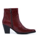 Bota Country Feminina Bico Fino Fácil de Calçar Em Couro Verniz Auto Brilho Exotico Anaconda Ruby