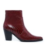 Bota Country Feminina Bico Fino Fácil de Calçar Em Couro Verniz Auto Brilho Exotico Anaconda Ruby