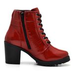 Bota Coturno Feminino DiConfort Motociclista Verniz Vermelho