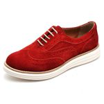 Sapato Social Feminino DiConfort Oxford Camurça Vermelha