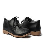 Sapato Feminino Oxford Casual Salto Baixo Preto