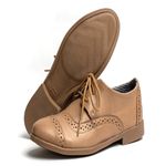 Sapato Feminino Oxford Casual Salto Baixo Taupe