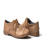 Sapato Feminino Oxford Casual Salto Baixo Taupe