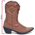 BOTA FEMININA COUNTRY BICO FINO CANO MEDIO DICONFORT CARAMELO