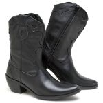 BOTA FEMININA COUNTRY BICO FINO CANO MEDIO DICONFORT PRETO