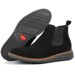 Bota Botina Chelsea de Conforto Anatômico Ortopédico Em Couro Camurça Eco Com Palmilha Gel Preto
