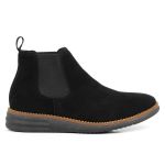Bota Botina Chelsea de Conforto Anatômico Ortopédico Em Couro Camurça Eco Com Palmilha Gel Preto