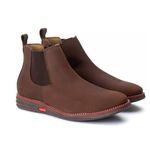 Bota Botina Chelsea de Conforto Anatômico Ortopédico Com Palmilha Gel Pinhao