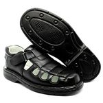 SANDÁLIA MASCULINA CONFORTO EM COURO PRETO 331/B