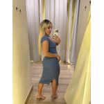 Vestido canelado corte reto