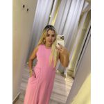 Vestido malha bolsos frontais cavado