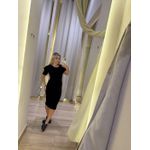 Vestido canelado manga bufante