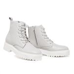Bota Feminina Coturno Off White Couro Flay DIfranca - 383