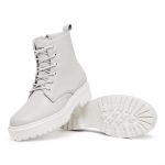 Bota Feminina Coturno Off White Couro Flay DIfranca - 383