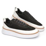 Tênis Masculino Casual Preto e Branco Couro DIfranca - 7708