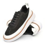 Tênis Masculino Casual Preto e Branco Couro DIfranca - 7708