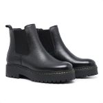 Bota Feminina Coturno Preto Couro Floater DIfranca - 381