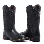Bota Feminina Texana Preto Couro DIfranca - 6145