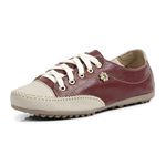 Sapatênis Tênis Mocassim Feminino Couro Flay Izabela Araújo - 100 - Vermelho Bege