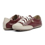 Sapatênis Tênis Mocassim Feminino Couro Flay Izabela Araújo - 100 - Vermelho Bege