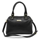 Bolsa Feminina de Mão com Alça Transversal Preto Couro DIfranca - 8600