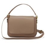 Bolsa Feminina de Mão com Alça Transversal Nude Couro DIfranca - 8601
