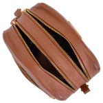 Bolsa Feminina de Mão com Alça Transversal Caramelo Couro DIfranca - 8602