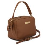 Bolsa Feminina de Mão com Alça Transversal Caramelo Couro DIfranca - 8602