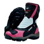 Bota Feminina Motociclista Rosa Branco Couro DIfranca - 952